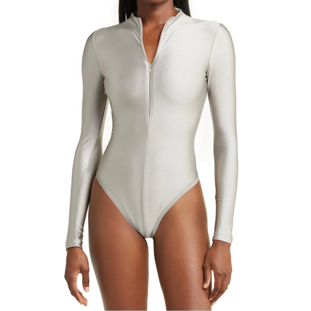 SKIMS Disco Mock Neck Long Sleeve Thong Bodysuit Size Small